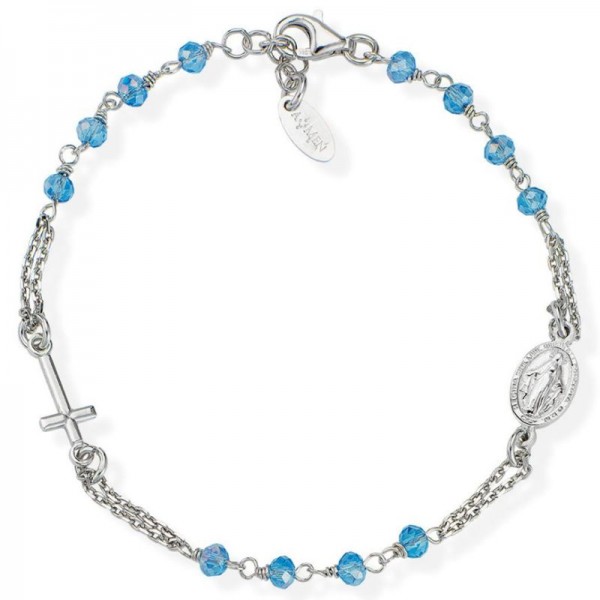 Image of the Amen Silver Rosary Bracelet with crystals BROBC3