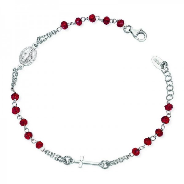 Buy Amen Silver Rosary Bracelet with crystals BROBR3