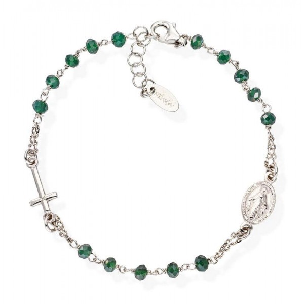 Buy Amen Silver Rosary Bracelet with crystals BROBVB3
