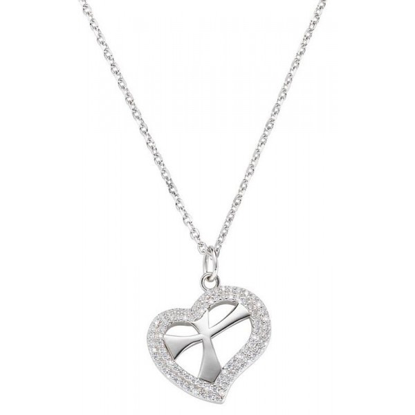Image of the Amen Cross Necklace with heart for women CLCUCRBBZ