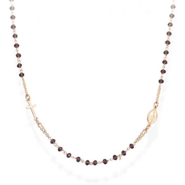 Image of the Amen Silver Rosary Necklace with crystals CRORL3