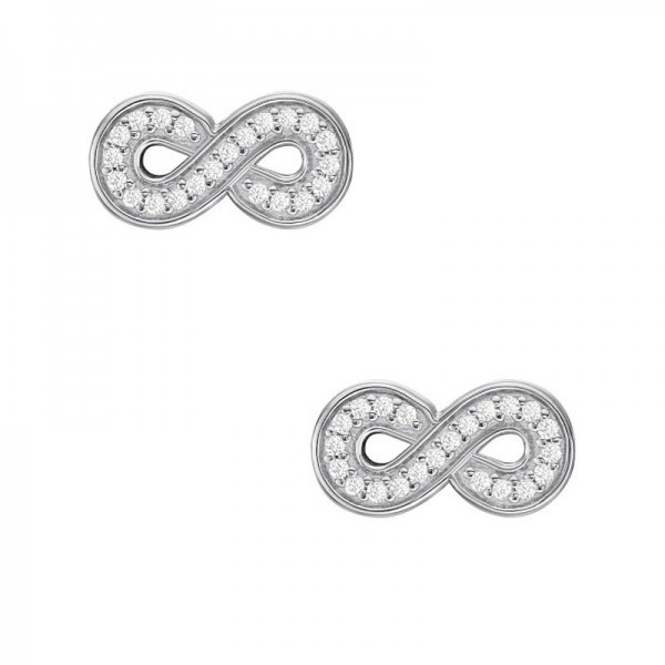 Image of Womens Fossil Earrings Sterling Silver JFS00634040 Infinity