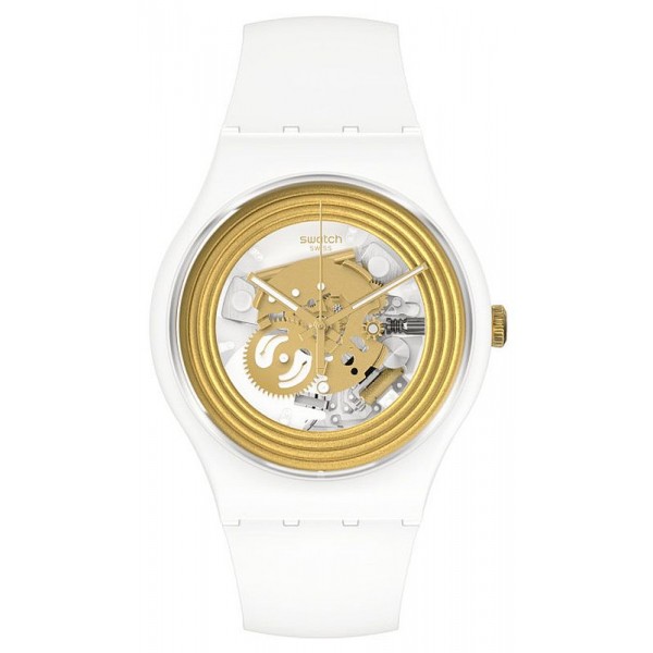 Acquistare Orologio Unisex Swatch New Gent Golden Rings White SO29W107