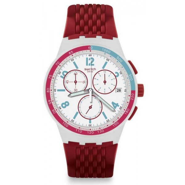 Buy Swatch Unisex Watch Chrono Plastic Red Track SUSM403 Chronograph
