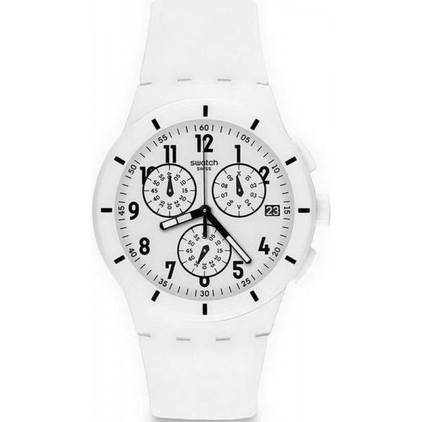 Buy Swatch Unisex Watch Chrono Plastic Twice Again White SUSW402 Chronograph