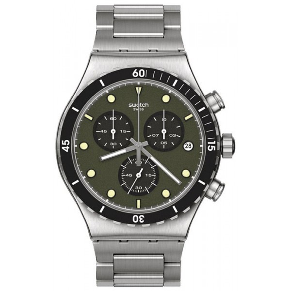 Купить Swatch Мужские Часы Irony Chrono Back In Khaki YVS488G Хронограф